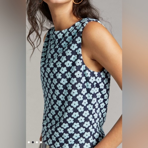 Anthropologie Eva Franco Floral Jacquard Top Size L - Picture 4 of 10